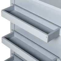 HOMCOM Folding Sewing Table, Rolling Utility Work Station Side Desk with 3-Tier Storage Bins, Shelf, and Lockable Casters, Grey(m-14)