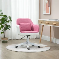 Vinsetto Office Chair, Lumbar Massage Desk Chair with Barrel Chair Armrests, USB Powered Massage, Mid-Back, 360 Swivel, Throw Pillow, Adjustable Height, Pink(m-8)