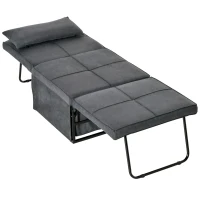HOMCOM 4-in-1 Multi Function Folding Single Sofa Bed with Retractable Footrest, Convertible Sleeper with Adjustable Backrest For Living Room and Small Spaces, Dark Grey(m-10)