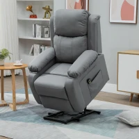 HOMCOM Living Room Power Lift Chair, PU Leather Electric Recliner Sofa Chair for Elderly with Remote Control, Gray(m-8)