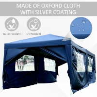 Outsunny 10x20ft Pop up Canopy Instant Party Tent Folding Portable Outdoor with 6 Sidewalls Blue(m-4)