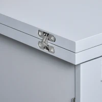 HOMCOM Folding Sewing Table, Rolling Utility Work Station Side Desk with 3-Tier Storage Bins, Shelf, and Lockable Casters, Grey(m-15)