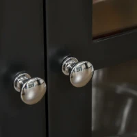 HOMCOM Sideboard Buffet Cabinet, Storage Cupboard with Glass Doors, Adjustable Shelf and 2 Drawers for Kitchen, Black(m-9)