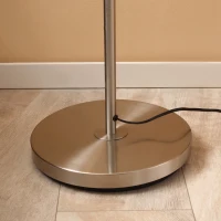 HOMCOM Arc Floor Reading Lamp, Tall Pole Standing Lamp with Hanging Fabric Lampshade for Living Room or Bedroom, Silver/White(m-14)