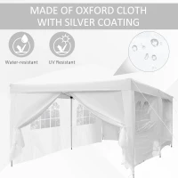 Outsunny 10x20ft Pop up Canopy Instant Party Tent Folding Portable Outdoor with 6 Sidewalls White(m-4)