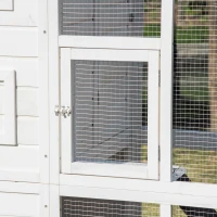 PawHut Wooden Cat Home Enclosure Pet House Shelter Cage Outdoor Play Area Run, White(m-9)