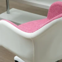 Vinsetto Office Chair, Lumbar Massage Desk Chair with Barrel Chair Armrests, USB Powered Massage, Mid-Back, 360 Swivel, Throw Pillow, Adjustable Height, Pink(m-13)