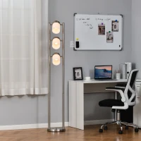 HOMCOM Floor Lamp, Modern Standing Light with 3 Rotating Lights for Living Room, Bedroom, Office, Silver(m-9)