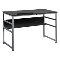 HOMCOM Drafting Table, Adjustable Drawing Desk, Multifunctional Writing Desk with 15-Level Tiltable Tabletop and Storage Shelf for Home Office, Black(m-11)