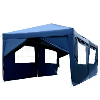 Outsunny 10x20ft Pop up Canopy Instant Party Tent Folding Portable Outdoor with 6 Sidewalls Blue(m-2)