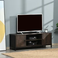 HOMCOM TV Stand for TVs up to 60", Industrial Entertainment Center Cabinet with Storage Shelves for Living Room or Bedroom, Dark Walnut(m-2)