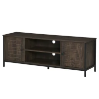 HOMCOM TV Stand for TVs up to 60", Industrial Entertainment Center Cabinet with Storage Shelves for Living Room or Bedroom, Dark Walnut(m-9)