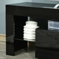 HOMCOM High Gloss TV Stand Cabinet with Remote Controlled LED Lights, Media TV Console Table with Storage Compartment for TVs up to 65", Black(m-14)