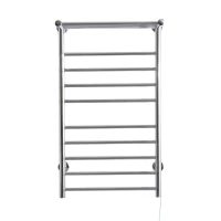 HomCom 9-Bar Stainless Steel Wall Mounted Electric Heated Towel Rack Warmer With Shelf(m-5)