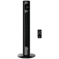 HOMCOM 38" Bedroom Tower Fan with Aroma Diffuser, 70掳 Oscillating, 3 Speeds, 12H Timer, Remote Control, Black(m-12)