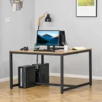 HOMCOM Two Person Computer Writing Desk, Double Workstation for Home Office, Oak(m-2)