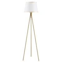 HOMCOM Modern Tripod Floor Lamp, Freestanding Lamp w/ Fabric Lampshade and E26 Base for Living Room, No Bulb - Gold(m-8)