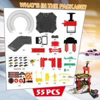 Qaba 3-Level Parking Garage Toy Car Playset with Racetrack, Helicopter Ramp, Elevator, and Cars for Boys and Girls(m-4)