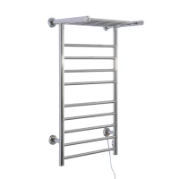 HomCom 9-Bar Stainless Steel Wall Mounted Electric Heated Towel Rack Warmer With Shelf(m-7)