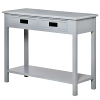 HOMCOM Console Table with 2 Storage Drawers and Open Shelf, Modern Sofa Table for Hallway, Living Room, or Bedroom, Grey(m-9)