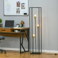 HOMCOM Modern Floor Lamp, 3-Light Freestanding Lamp for Living Room, Bedroom, and Office, Black(m-7)