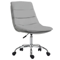 Vinsetto Armless Office Chair Ergonomic Computer Desk Chair Mid-Back Upholstered Task Chair with PU Leather, Adjustable Height and Swivel Seat, Grey(m-9)