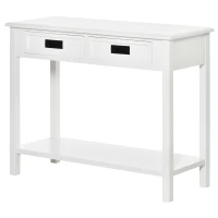 HOMCOM Console Table with 2 Storage Drawers and Open Shelf, Modern Sofa Table for Hallway, Living Room, or Bedroom, White(m-9)