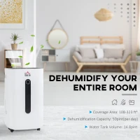 HOMCOM 3500 Sq. Ft Portable Electric Dehumidifier For Home, Bedroom or Basements with 15 Pint Tank, 2 Speeds and 5 Modes, White(m-5)
