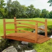 Outsunny 5 ft Wooden Garden Bridge Arc Footbridge with Railings for Your Backyard, Varnished(m-2)