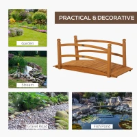 Outsunny 5 ft Wooden Garden Bridge Arc Footbridge with Railings for Your Backyard, Varnished(m-6)