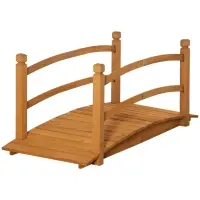 Outsunny 5 ft Wooden Garden Bridge Arc Footbridge with Railings for Your Backyard, Varnished(m-1)