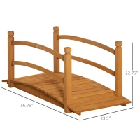 Outsunny 5 ft Wooden Garden Bridge Arc Footbridge with Railings for Your Backyard, Varnished(m-3)