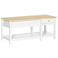 HOMCOM 43" Lift Top Coffee Table with Hidden Storage Compartment and Open Shelf, Tea Table for Living Room, White and Oak(m-11)