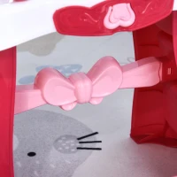 Qaba Kids Vanity Set, Makeup Table Princess Pretend Play for Girls with Lights, Sounds, Stool, Magic Wand, Mirror and Makeup Accessories(m-13)