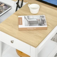 HOMCOM 43" Lift Top Coffee Table with Hidden Storage Compartment and Open Shelf, Tea Table for Living Room, White and Oak(m-13)