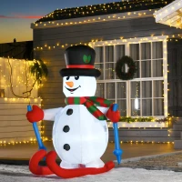 HOMCOM 6ft Christmas Inflatable Skiing Snowman, Outdoor Blow-Up Yard Decoration with LED Lights Display(m-2)