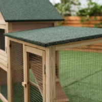 PawHut Rabbit Cage Outdoor, Rabbit House 83" 2 Story Deluxe XL Wooden Rabbit Hutch Big Bunny Cage w/ Ladder and Run(m-9)