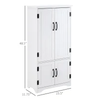 HOMCOM Accent Floor Storage Cabinet Kitchen Pantry with Adjustable Shelves and 2 Lower Doors, White(m-3)