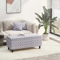 HOMCOM Storage Ottoman, End of Bed Bench with Linen Fabric Upholstery, Lift Top and Nailhead Trim, Storage Bench for Living Room, Entryway or Bedroom, Gray Lattice(m-10)