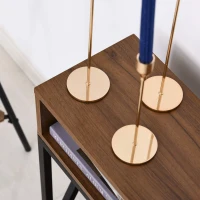 HOMCOM Industrial Style Entryway Console Table Desk with Shelf for Living Room, or Bedroom, Walnut Wood Grain and Black(m-15)