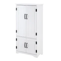 HOMCOM Accent Floor Storage Cabinet Kitchen Pantry with Adjustable Shelves and 2 Lower Doors, White(m-1)