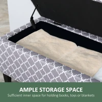 HOMCOM Storage Ottoman, End of Bed Bench with Linen Fabric Upholstery, Lift Top and Nailhead Trim, Storage Bench for Living Room, Entryway or Bedroom, Gray Lattice(m-7)
