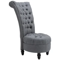 HOMCOM Retro High Back Armless Royal Accent Chair Fabric Upholstered Tufted Seat for Living Room, Grey(m-9)