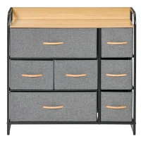 HOMCOM 3-Tier Storage Organizer for Bedroom Entryway, 7-Drawer Dresser with Steel Frame for Bedroom, Light Gray(m-9)