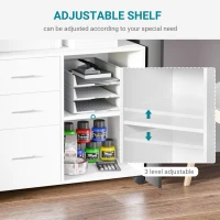 HOMCOM 3 Drawer Printer Stand, Mobile Lateral File Cabinet with 2 Storage Shelves for Home Office, White(m-6)