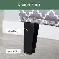 HOMCOM Storage Ottoman, End of Bed Bench with Linen Fabric Upholstery, Lift Top and Nailhead Trim, Storage Bench for Living Room, Entryway or Bedroom, Gray Lattice(m-6)