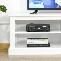 HOMCOM TV Stand with Storage for 46" TVs, Entertainment Unit with 3 Shelves and X-frame, Media Center for Living Room, White(m-7)