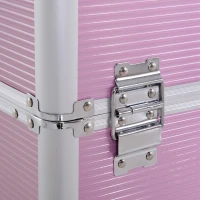 HOMCOM Professional Rolling Full Makeup Travel Train Case, Large Storage Cosmetic Trolley with Folding Trays, Drawer and Locks, Bubblegum Pink(m-13)