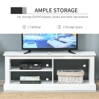 HOMCOM TV Stand with Storage for 46" TVs, Entertainment Unit with 3 Shelves and X-frame, Media Center for Living Room, White(m-6)