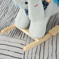 Qaba Kids Ride-On Rocking Horse Toy Bunny Rocker with Fun Play Music & Soft Plush Fabric for Children 18-36 Months(m-12)